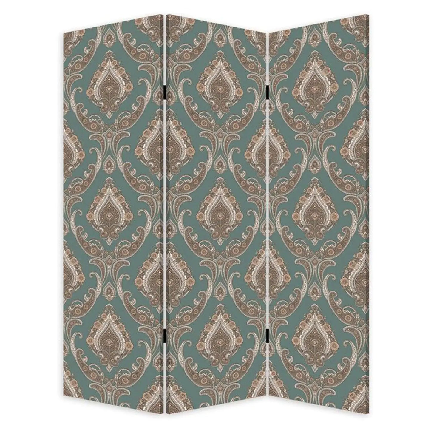 Vintage Green Baroque Three Panel Room Divider Screen - Homeroots - Flyclothing LLC