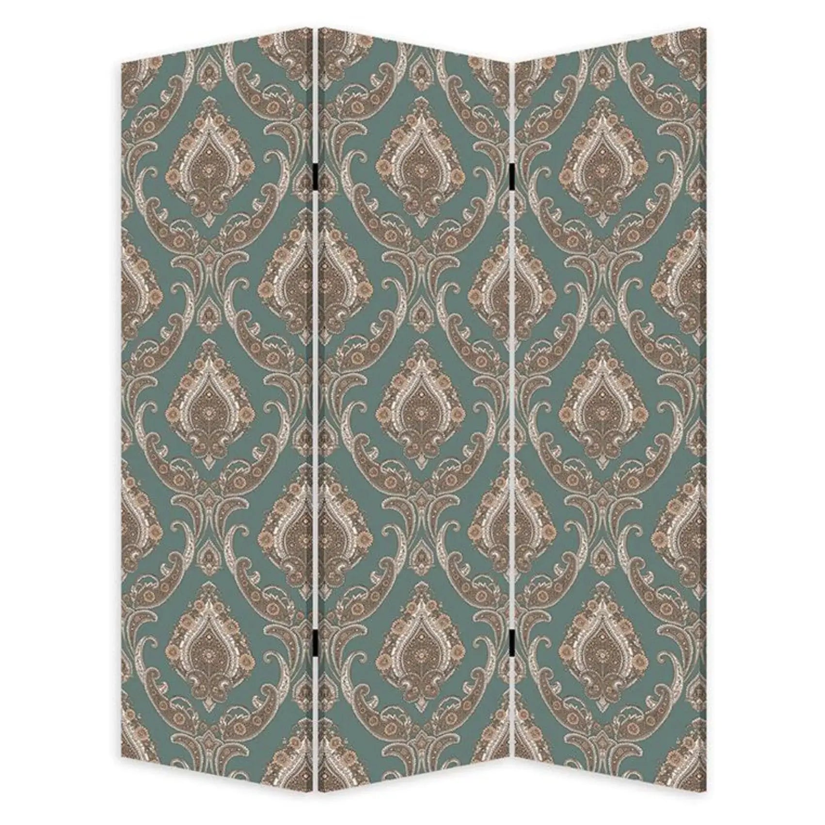 Vintage Green Baroque Three Panel Room Divider Screen - Homeroots - Flyclothing LLC
