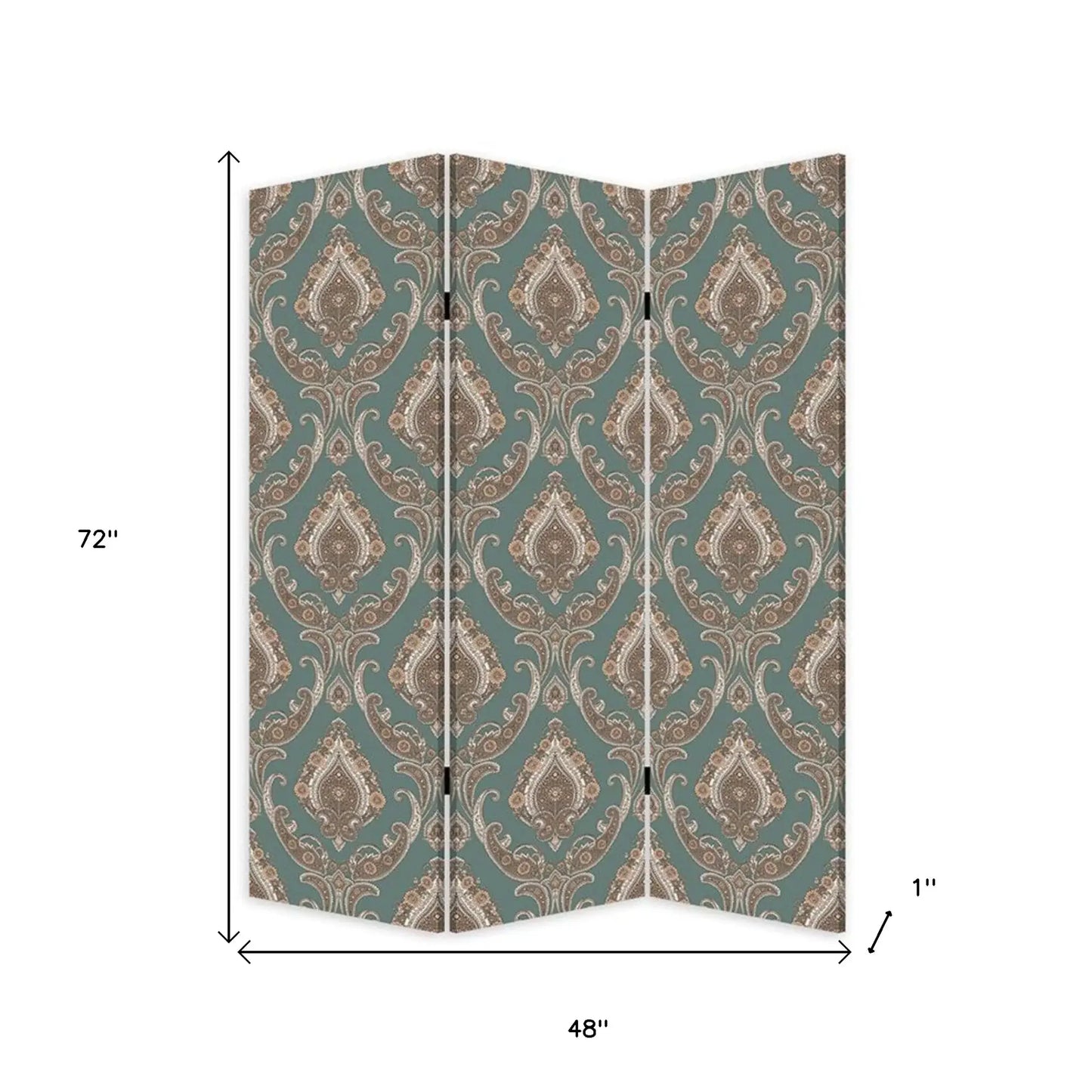 Vintage Green Baroque Three Panel Room Divider Screen - Homeroots - Flyclothing LLC