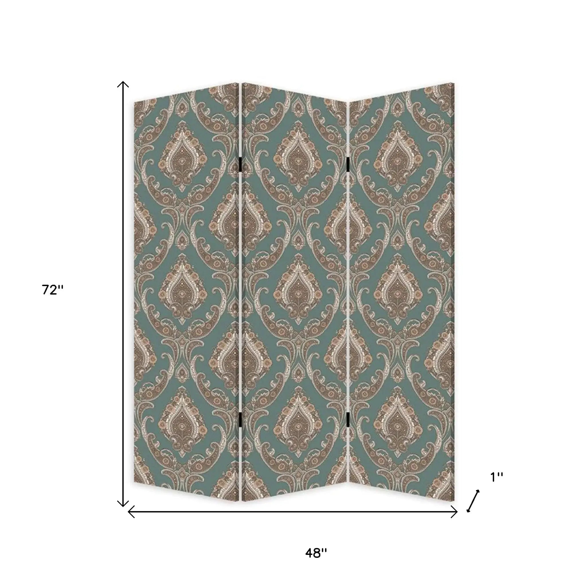 Vintage Green Baroque Three Panel Room Divider Screen - Homeroots - Flyclothing LLC