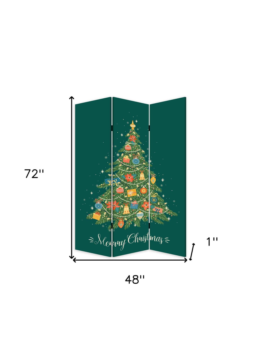 Festive Merry Christmas Three Panel Room Divider Screen - Homeroots - Flyclothing LLC