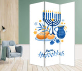 Celebratory Hanukkah Three Panel Room Divider Screen - Homeroots - Flyclothing LLC