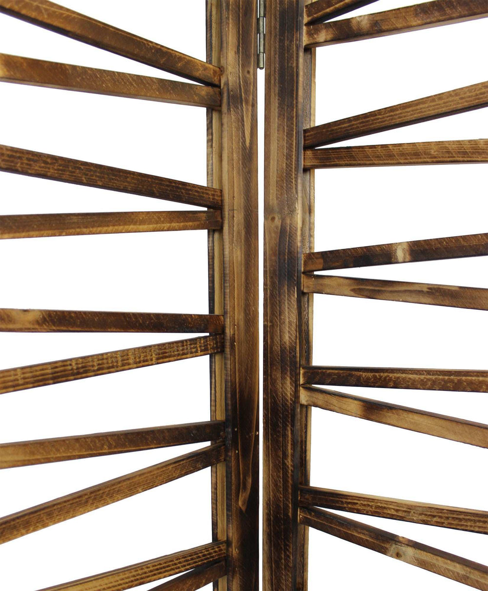 Rustic Geo Design Wood Three Panel Room Divider Screen - Homeroots - Flyclothing LLC