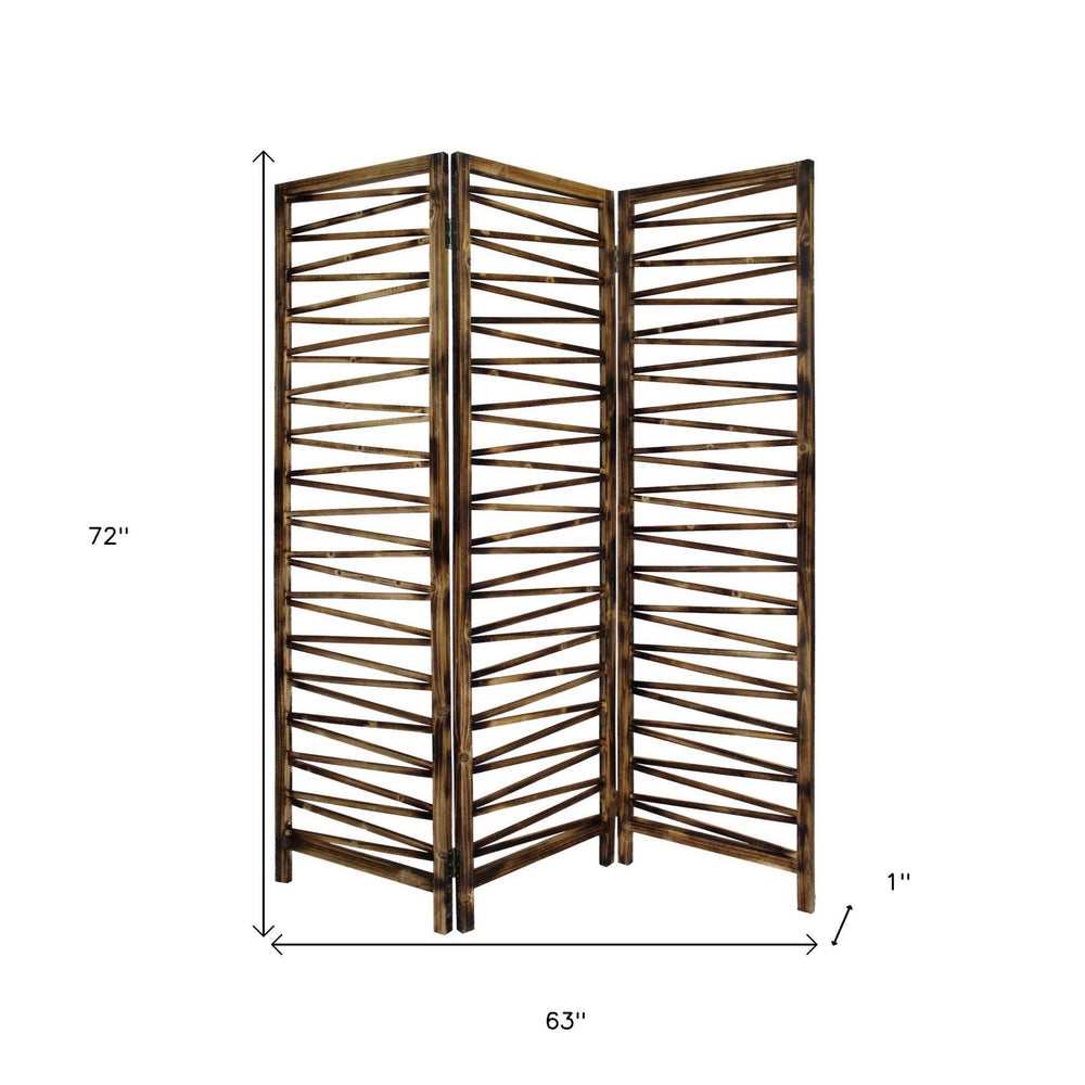 Rustic Geo Design Wood Three Panel Room Divider Screen - Homeroots - Flyclothing LLC