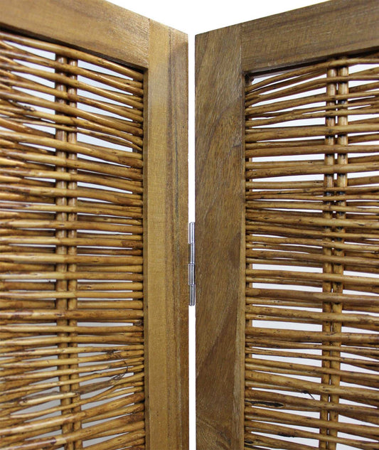 Brown Willow Four Panel Room Divider Screen - Homeroots - Flyclothing LLC