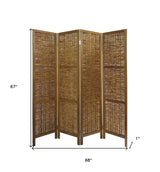 Brown Willow Four Panel Room Divider Screen - Homeroots - Flyclothing LLC