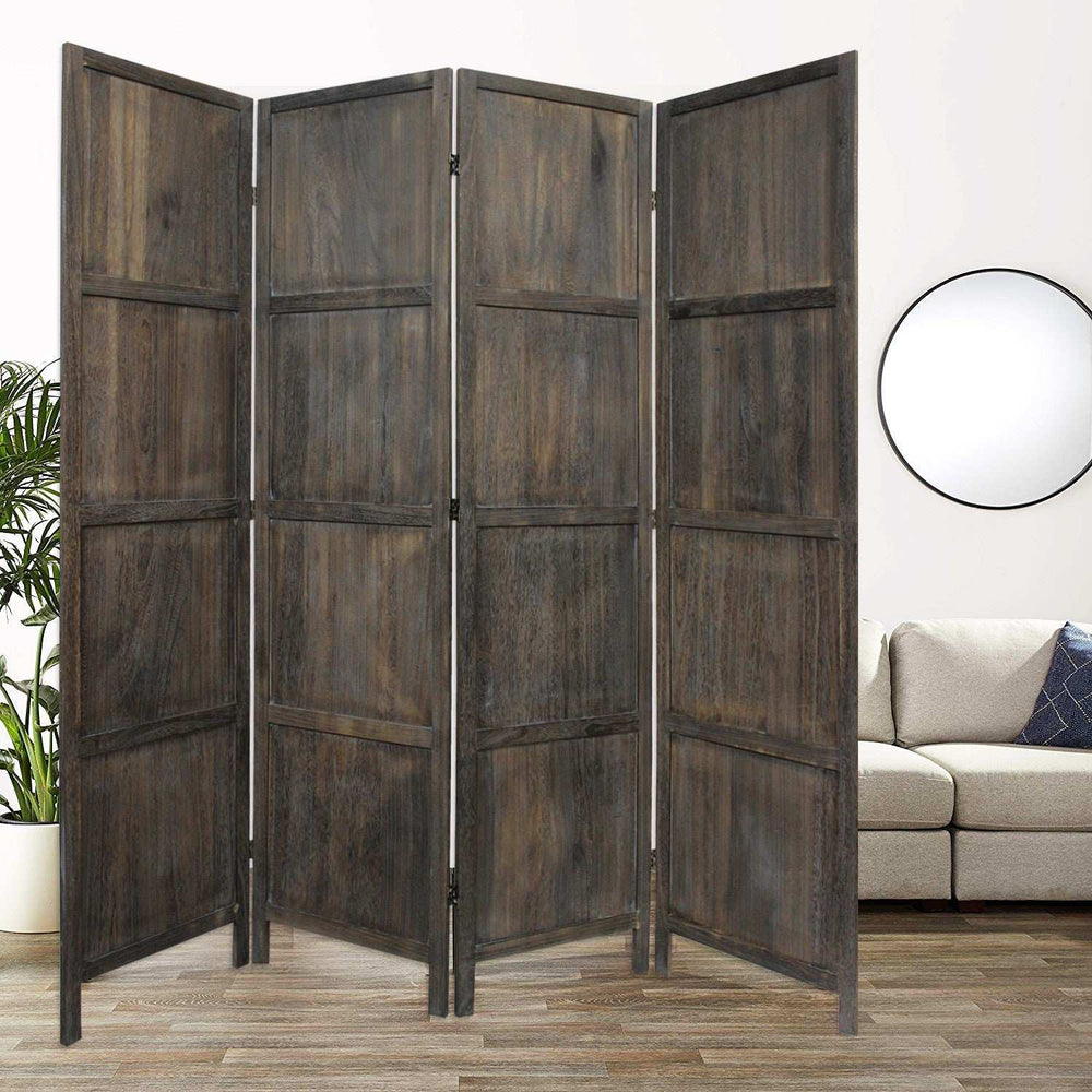 Modern Farmhouse Rustic Four Panel Room Divider Screen - Homeroots - Flyclothing LLC