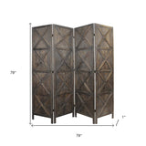 Modern Farmhouse Rustic Four Panel Room Divider Screen - Homeroots - Flyclothing LLC