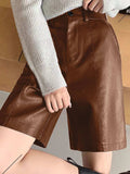 PU Leather High Rise Shorts - Trendsi - Flyclothing LLC