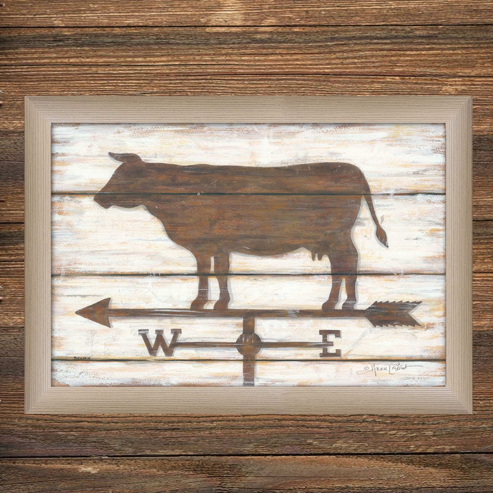Farmhouse Cow Brown Framed Print Wall Art - Homeroots - Flyclothing LLC