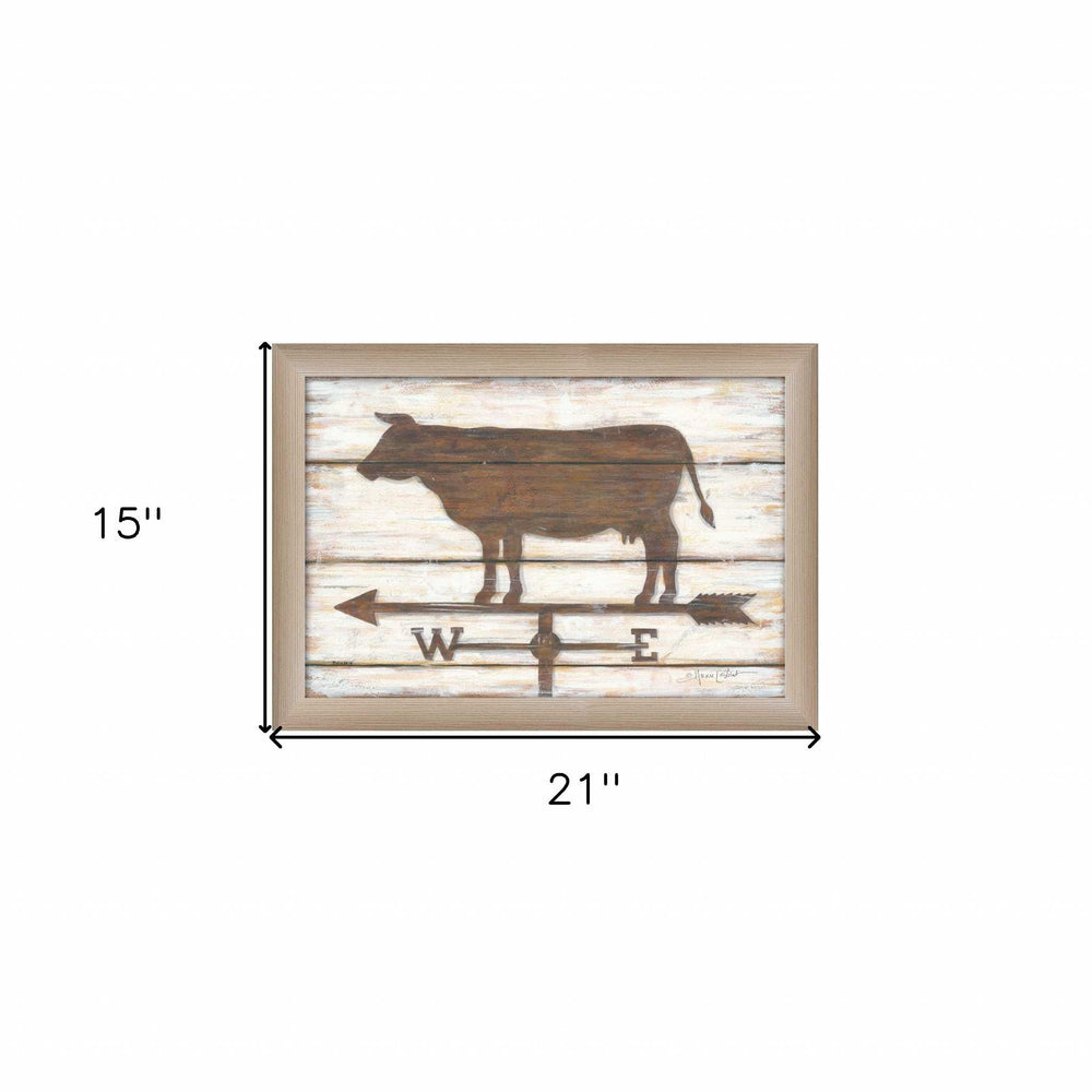 Farmhouse Cow Brown Framed Print Wall Art - Homeroots - Flyclothing LLC