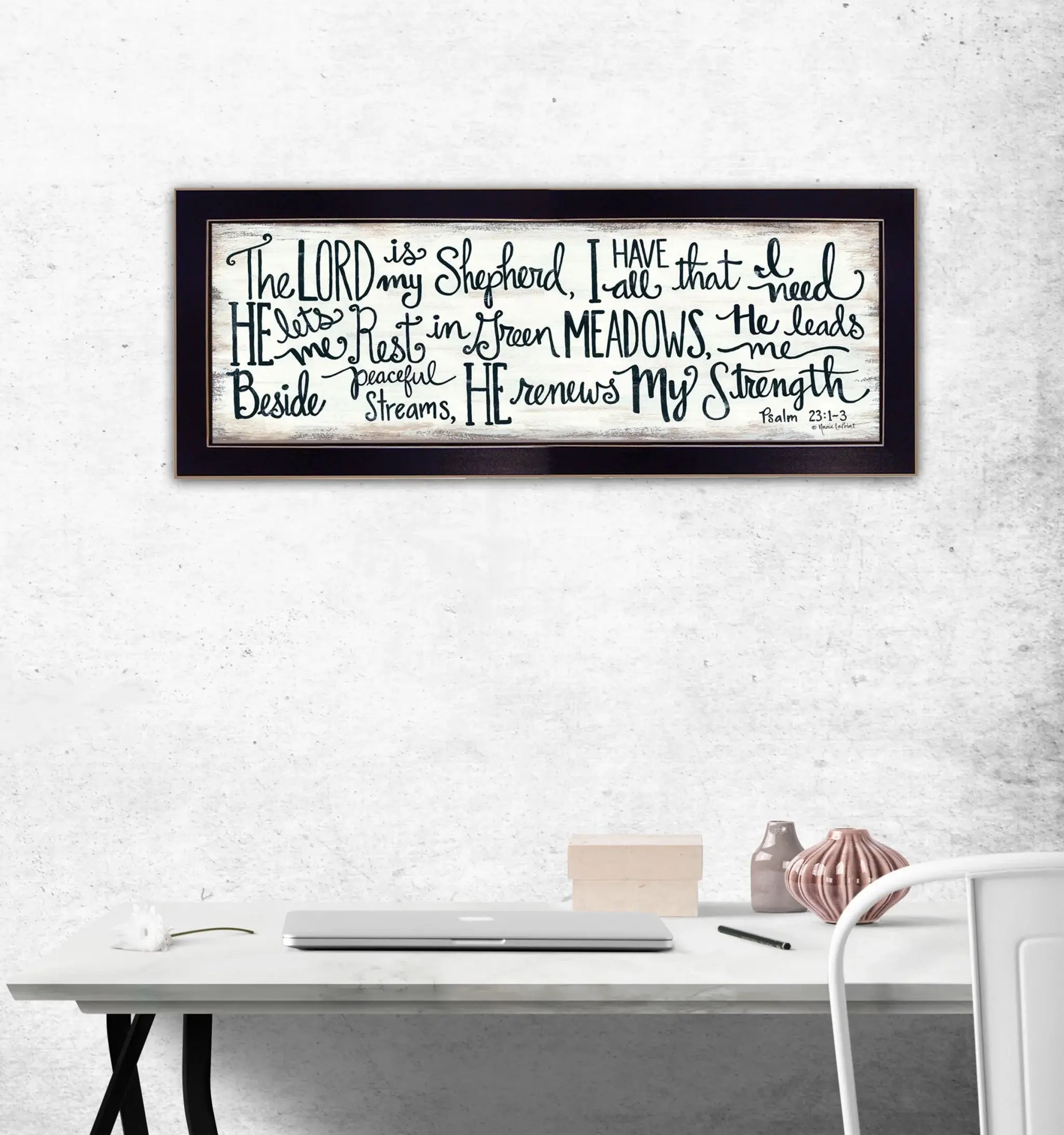 The Lord is My Shepherd 1 Black Framed Print Wall Art - Homeroots - Flyclothing LLC