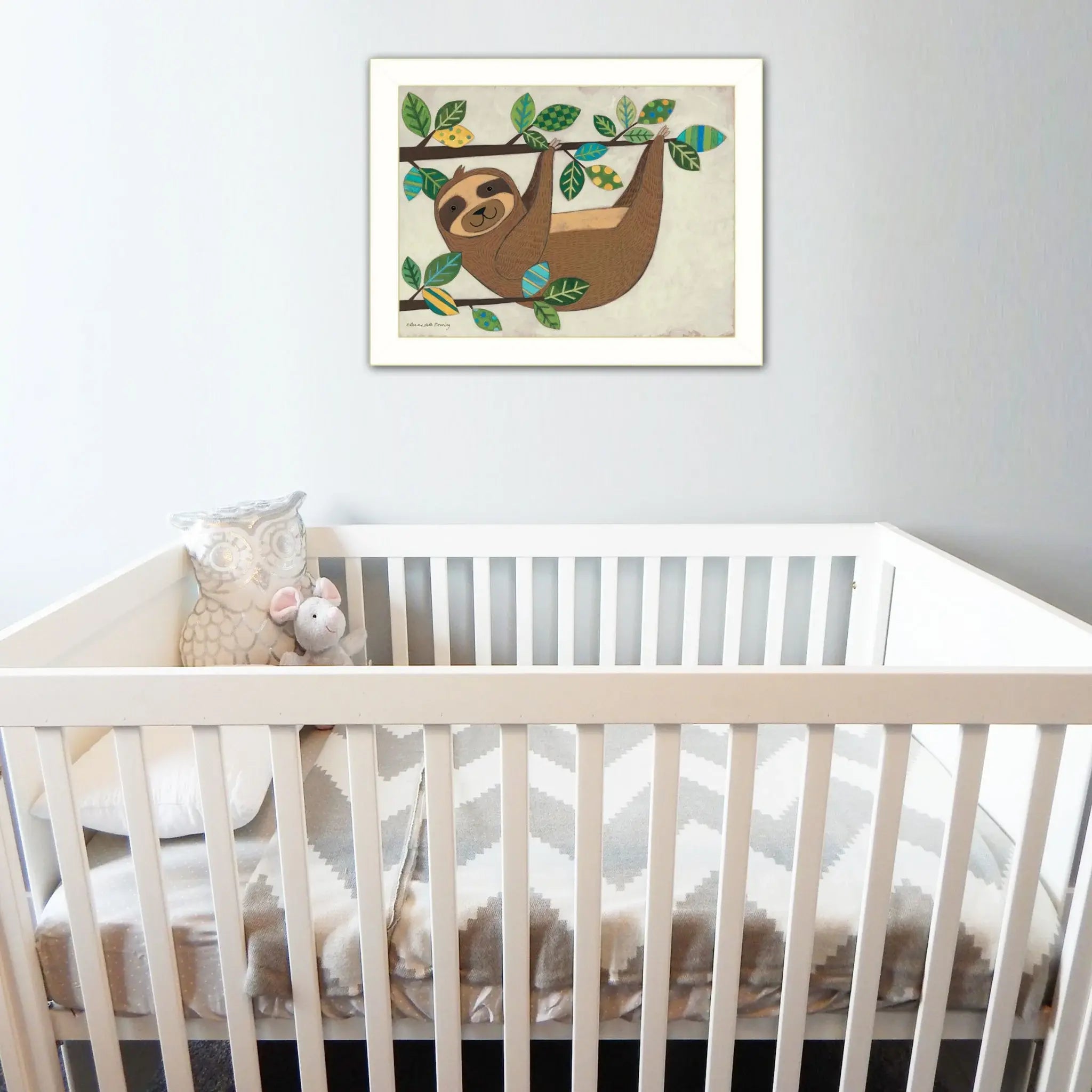 Hanging Sloth I 2 White Framed Print Wall Art - Homeroots - Flyclothing LLC