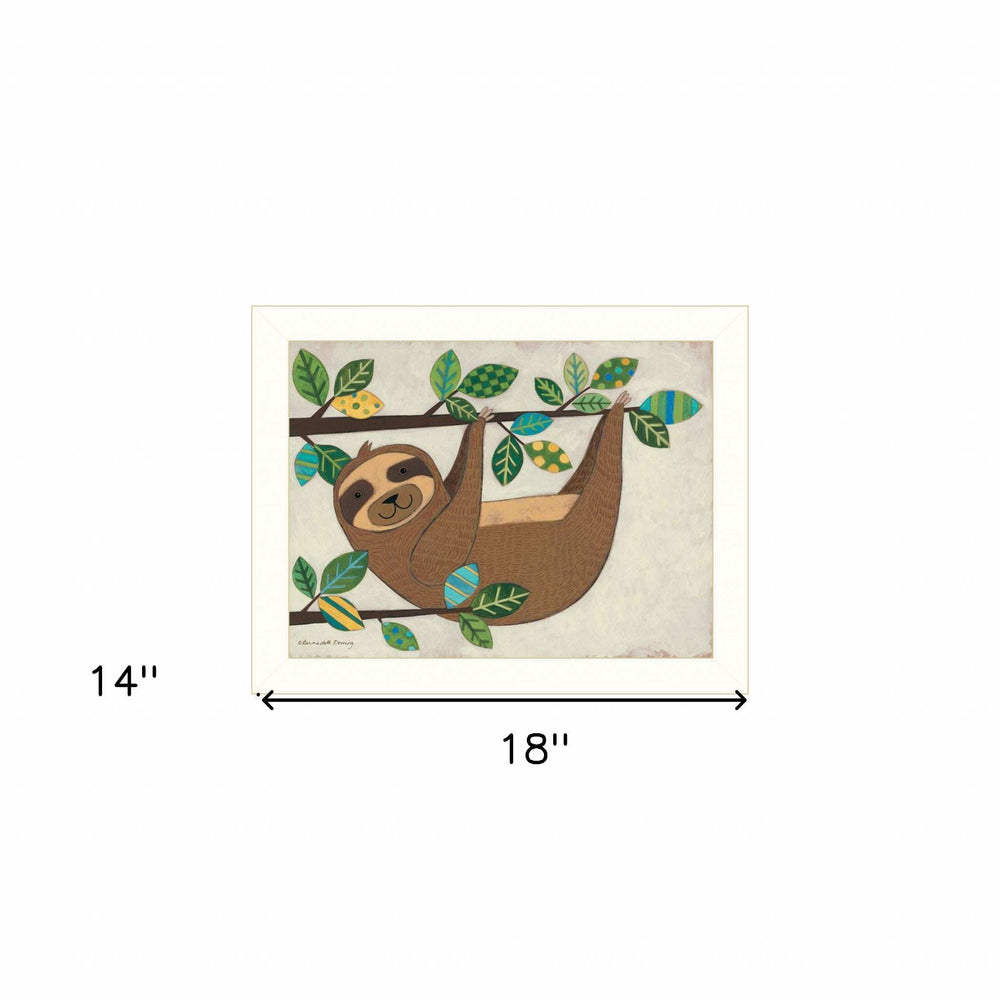 Hanging Sloth I 2 White Framed Print Wall Art - Homeroots - Flyclothing LLC