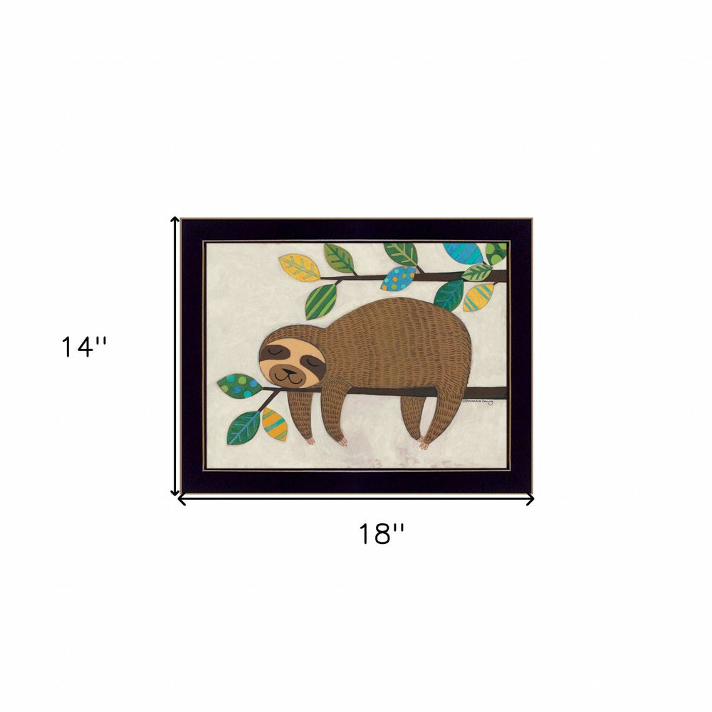 Hanging Sloth II 1 Black Framed Print Wall Art - Homeroots - Flyclothing LLC
