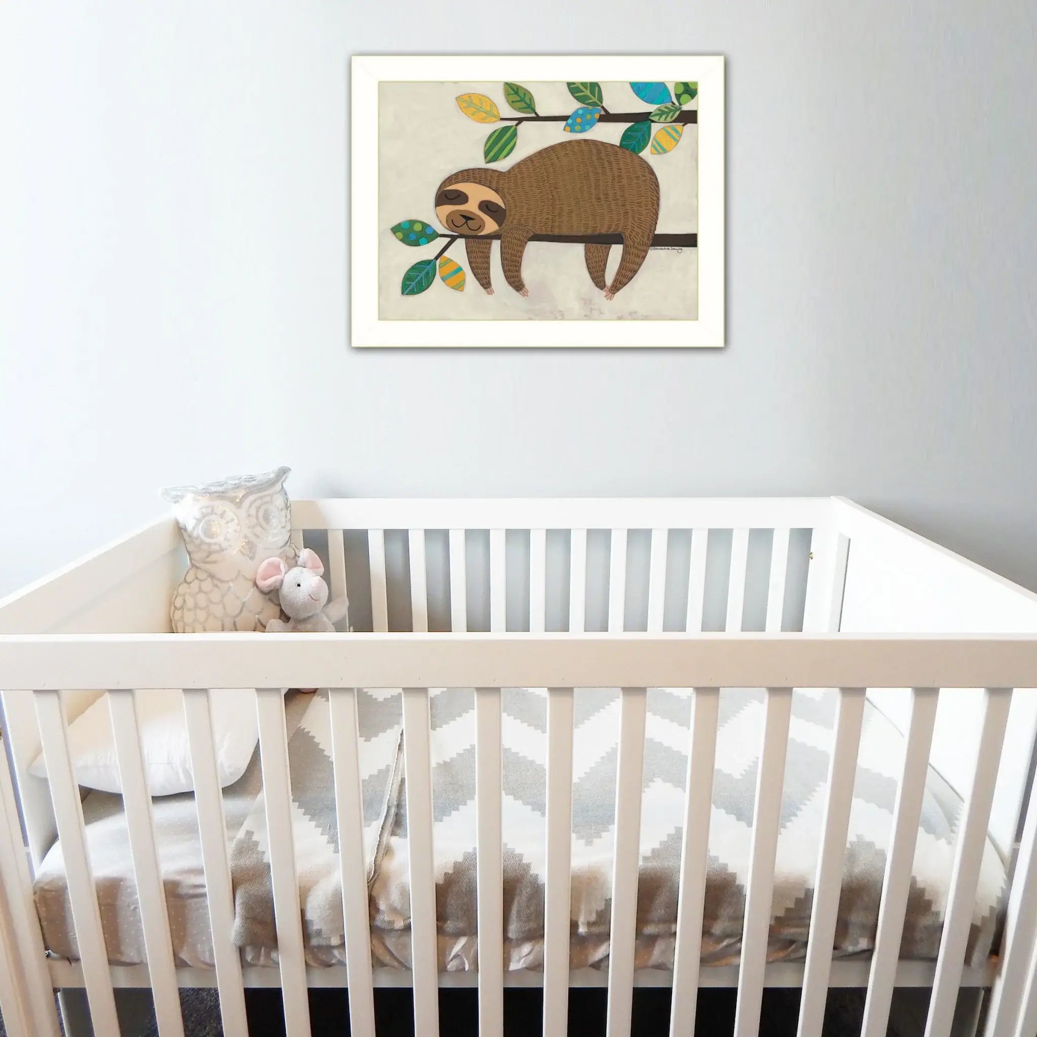 Hanging Sloth II 2 White Framed Print Wall Art - Homeroots - Flyclothing LLC