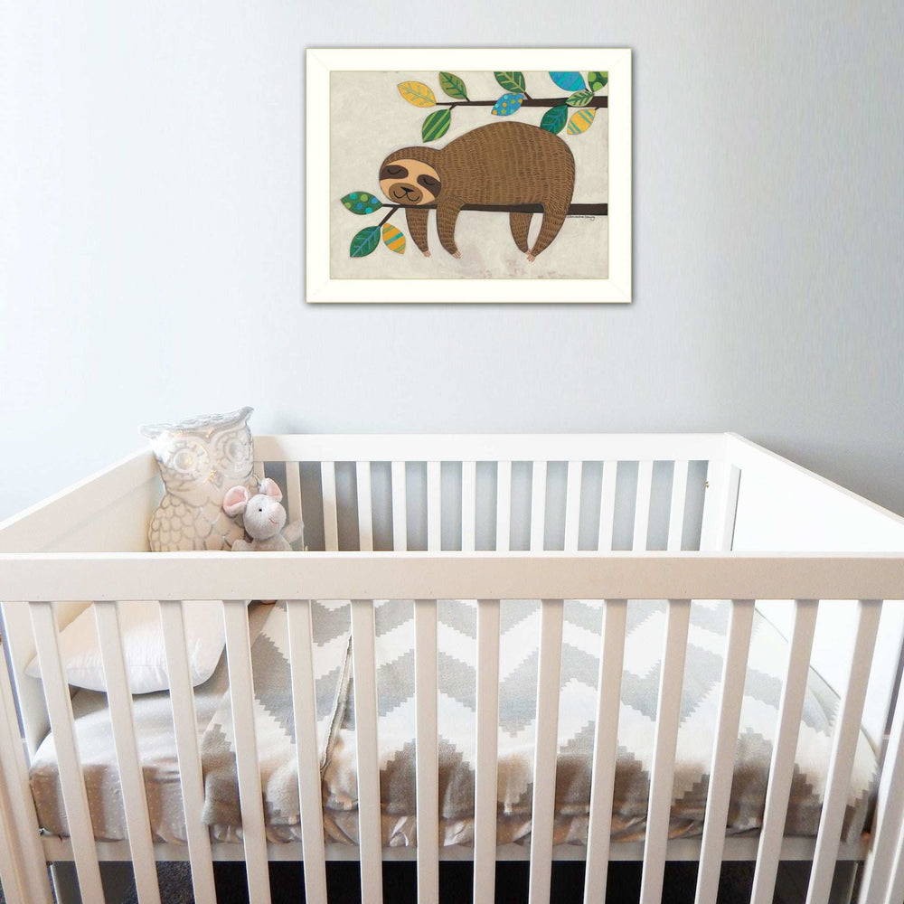 Hanging Sloth II 2 White Framed Print Wall Art - Homeroots - Flyclothing LLC