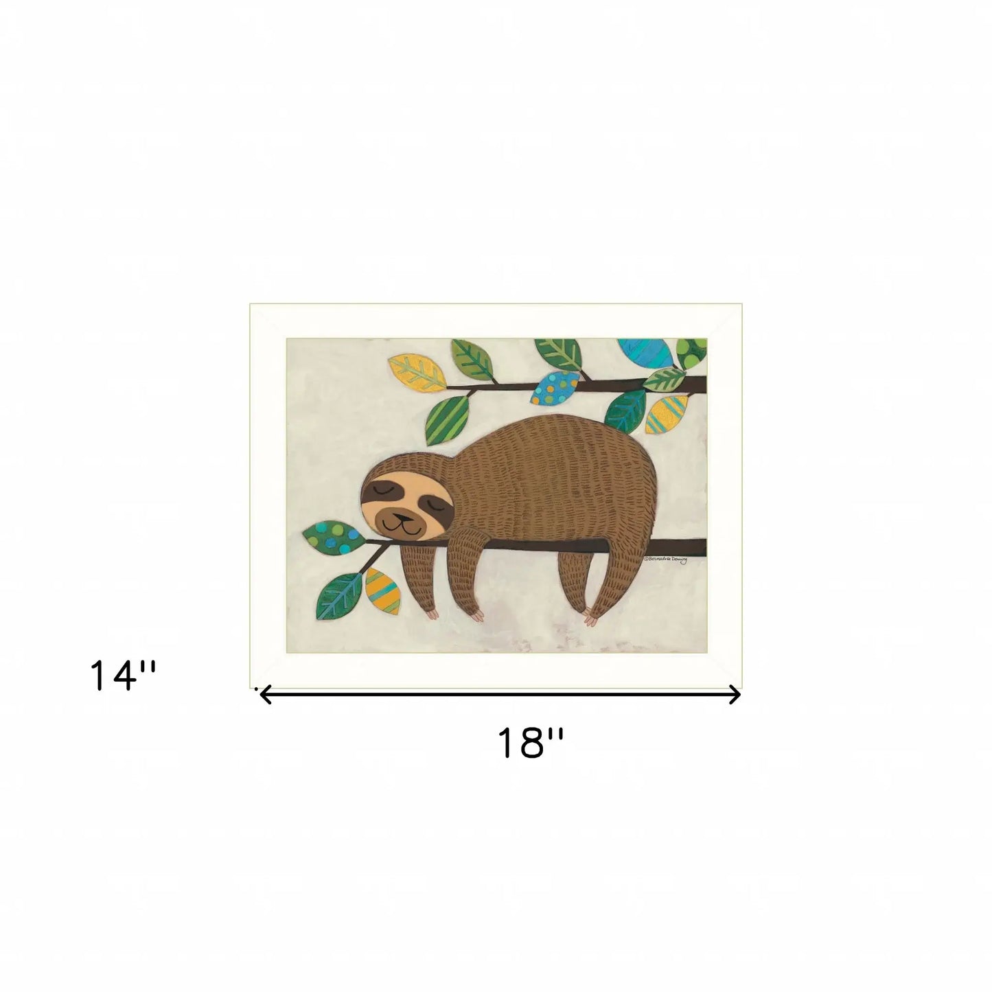 Hanging Sloth II 2 White Framed Print Wall Art - Homeroots - Flyclothing LLC