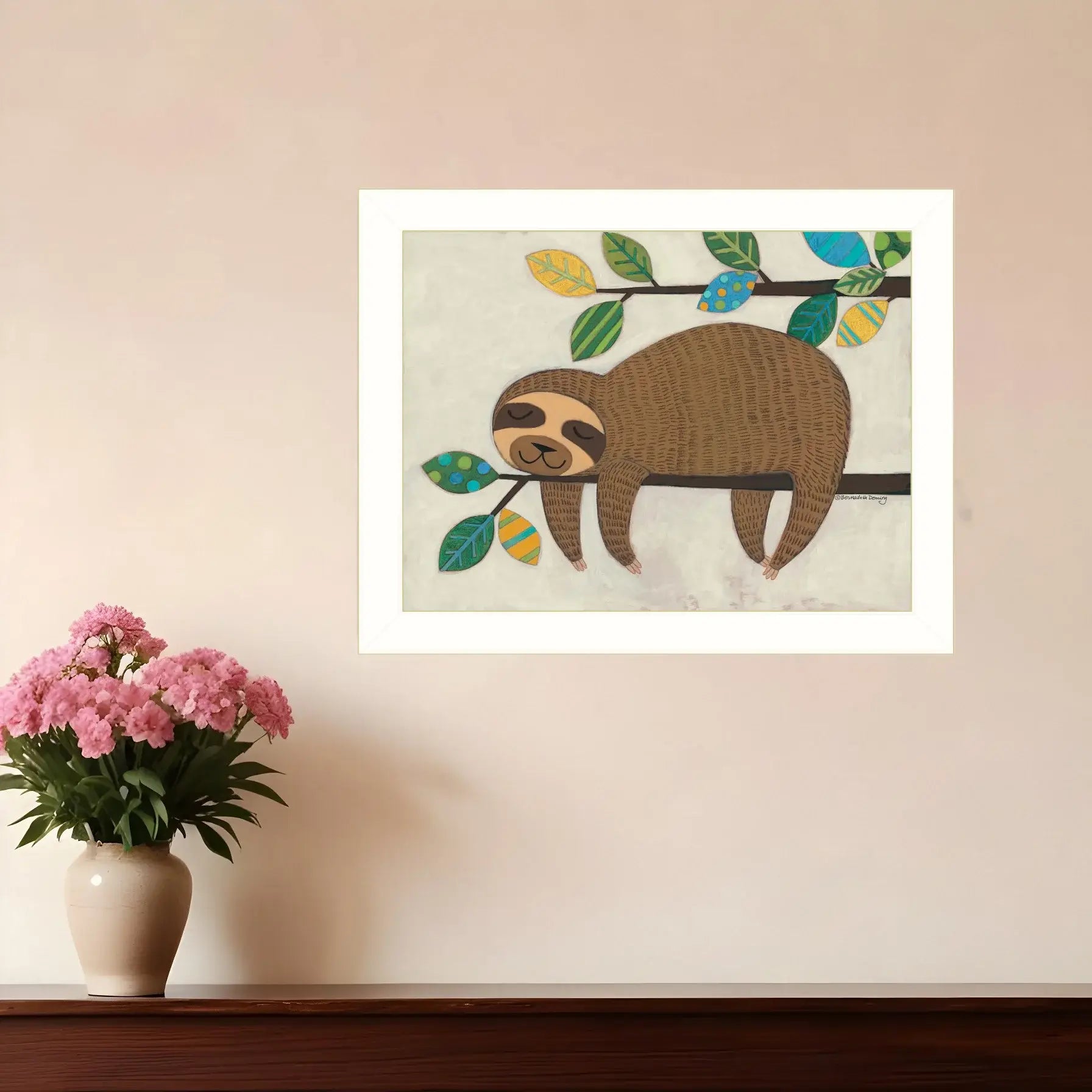 Hanging Sloth II 2 White Framed Print Wall Art - Homeroots - Flyclothing LLC