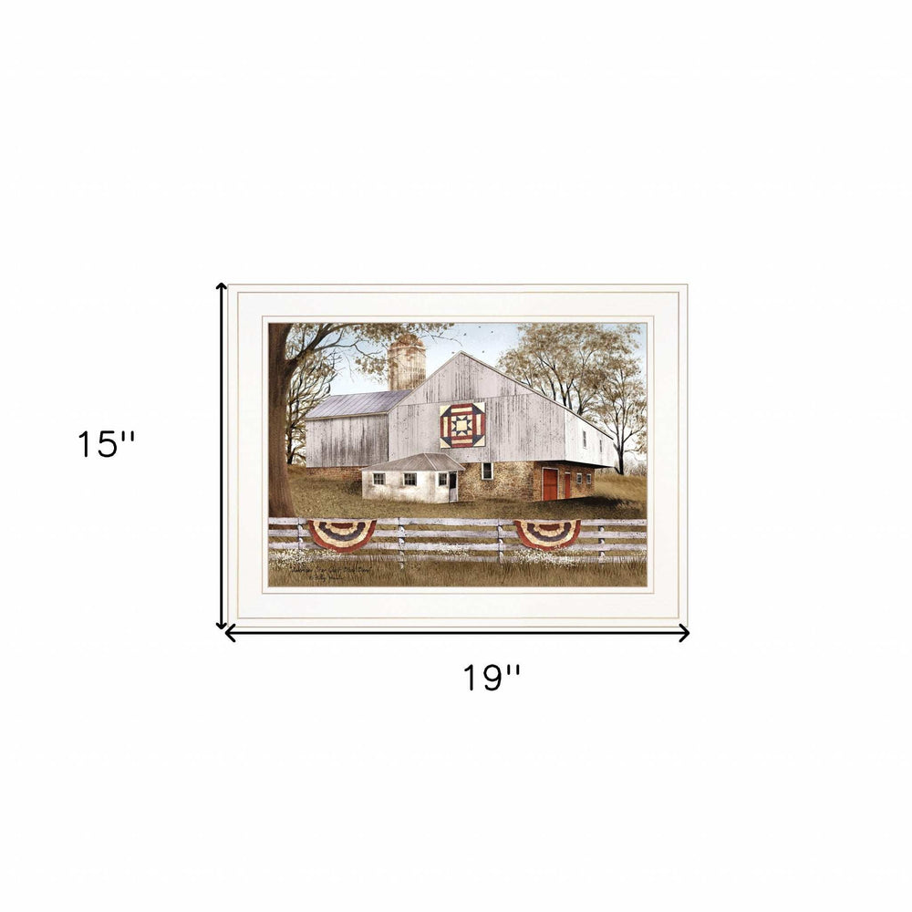American Star Quilt Block Barn 1 White Framed Print Wall Art - Homeroots - Flyclothing LLC