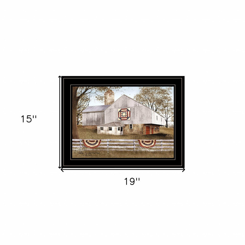 American Star Quilt Block Barn 2 Black Framed Print Wall Art - Homeroots - Flyclothing LLC