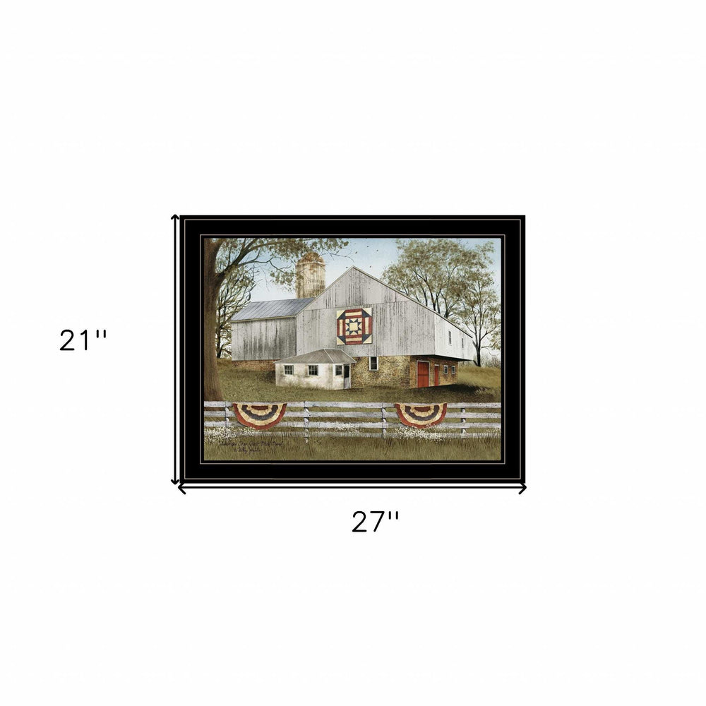 American Star Quilt Block Barn 4 Black Framed Print Wall Art - Homeroots - Flyclothing LLC