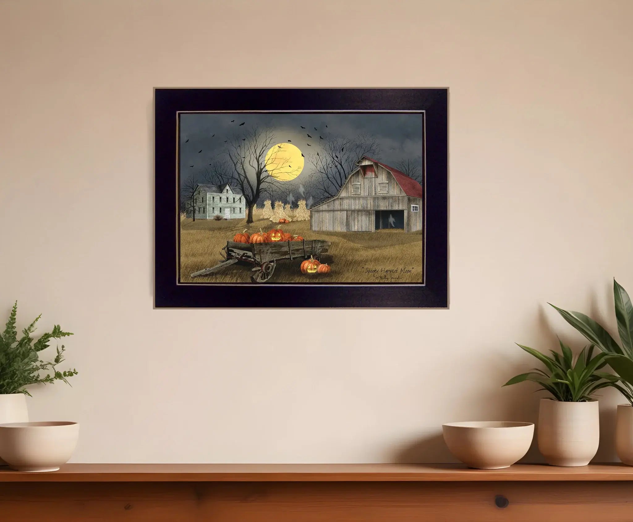 Spooky Harvest Moon 1 Black Framed Print Kitchen Wall Art - Homeroots - Flyclothing LLC