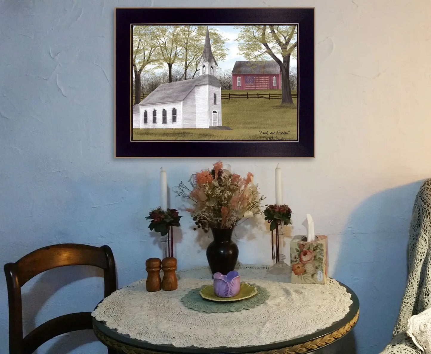 Faith and Freedom 1 Black Framed Print Wall Art - Homeroots - Flyclothing LLC
