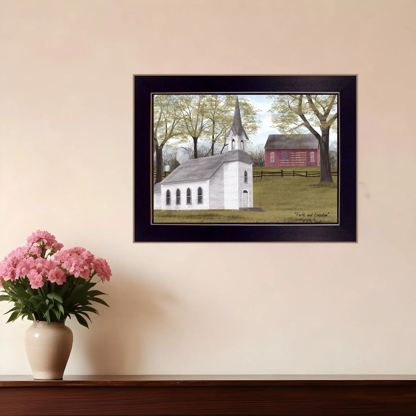 Faith and Freedom 1 Black Framed Print Wall Art - Homeroots - Flyclothing LLC