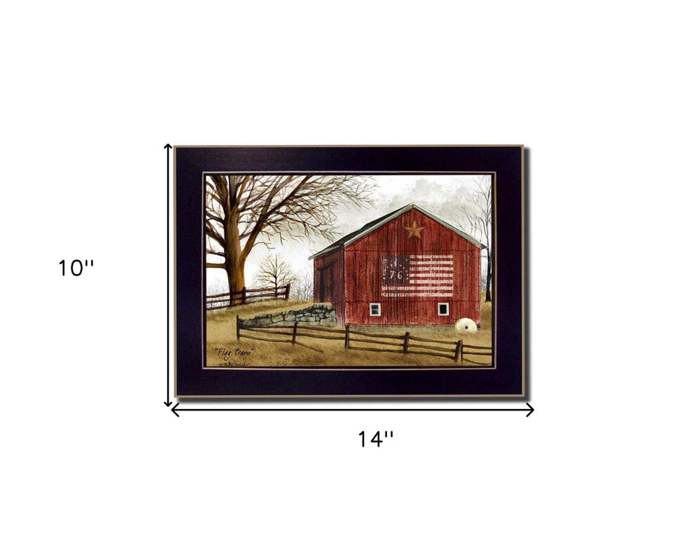 Flag Barn Black Picture Frame Print Wall Art - Homeroots - Flyclothing LLC