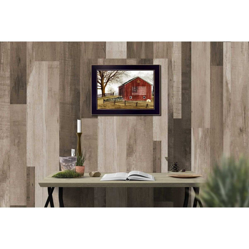 Flag Barn Black Picture Frame Print Wall Art - Homeroots - Flyclothing LLC