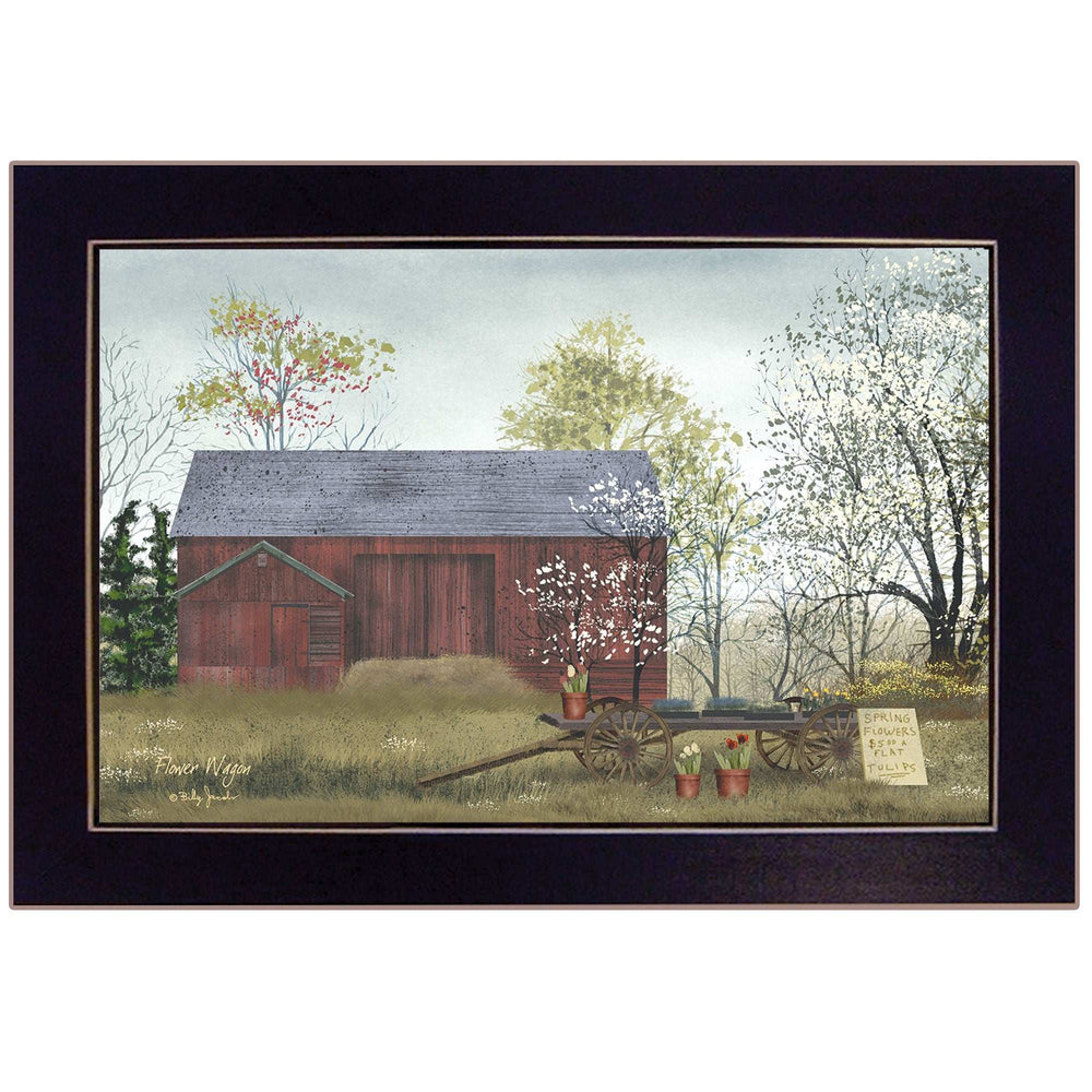 Flower Wagon 1 Black Framed Print Wall Art - Homeroots - Flyclothing LLC