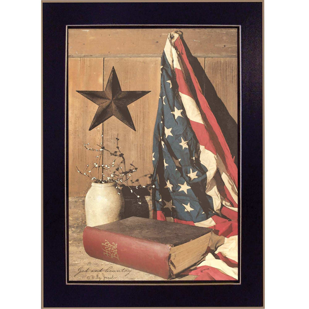 God and Country Black Framed Print Wall Art - Homeroots - Flyclothing LLC