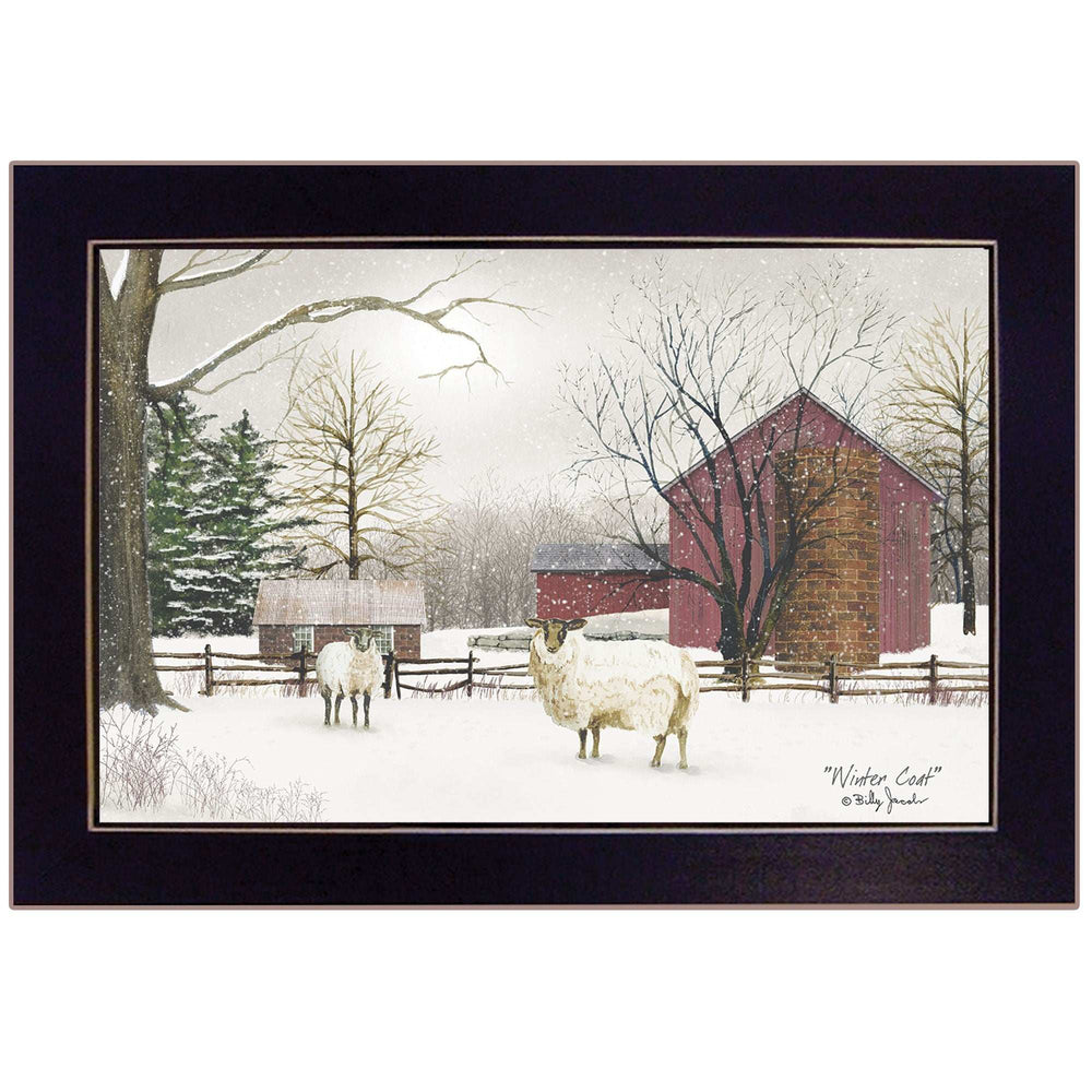 Winter Coat sheep Black Framed Print Wall Art - Homeroots - Flyclothing LLC