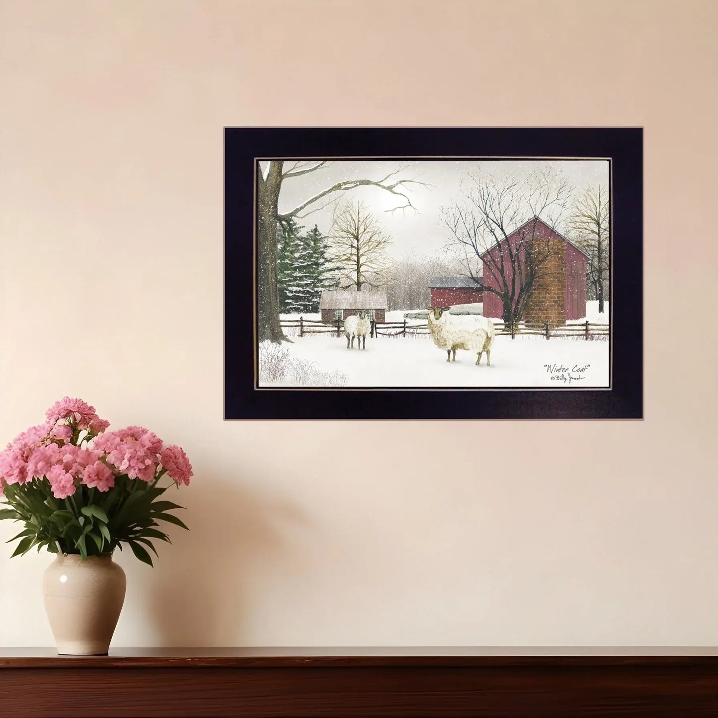 Winter Coat sheep Black Framed Print Wall Art - Homeroots - Flyclothing LLC