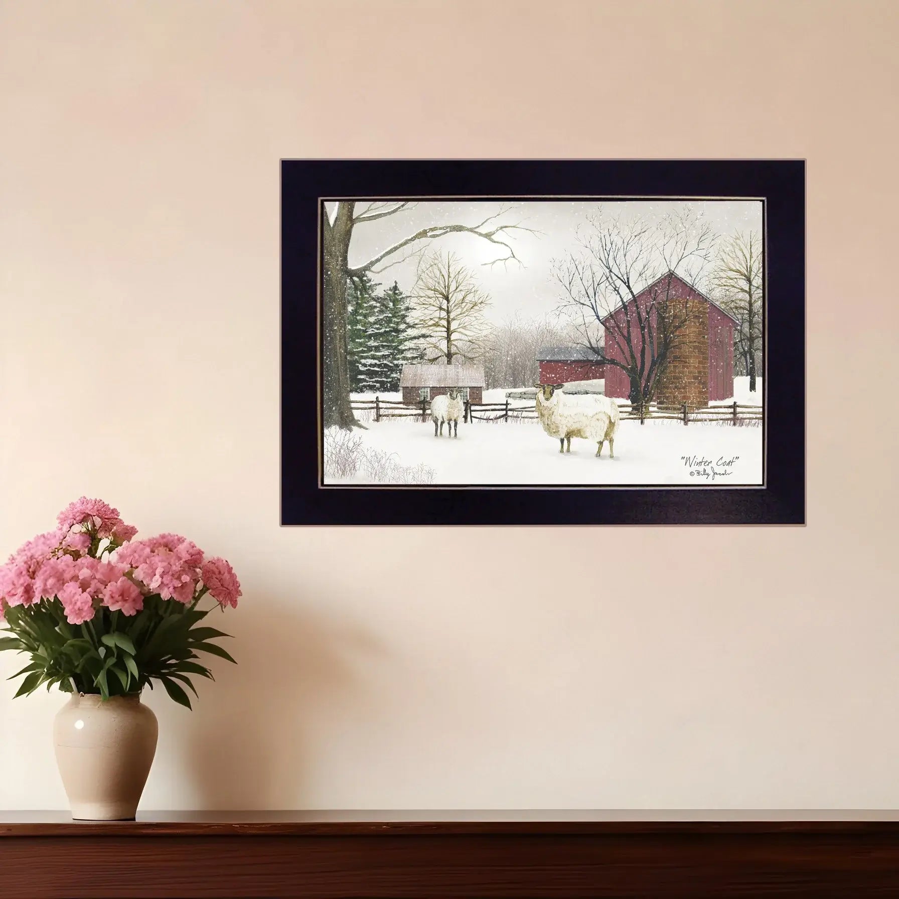 Winter Coat sheep Black Framed Print Wall Art - Homeroots - Flyclothing LLC