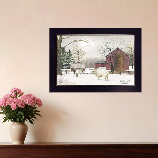 Winter Coat sheep Black Framed Print Wall Art - Homeroots - Flyclothing LLC