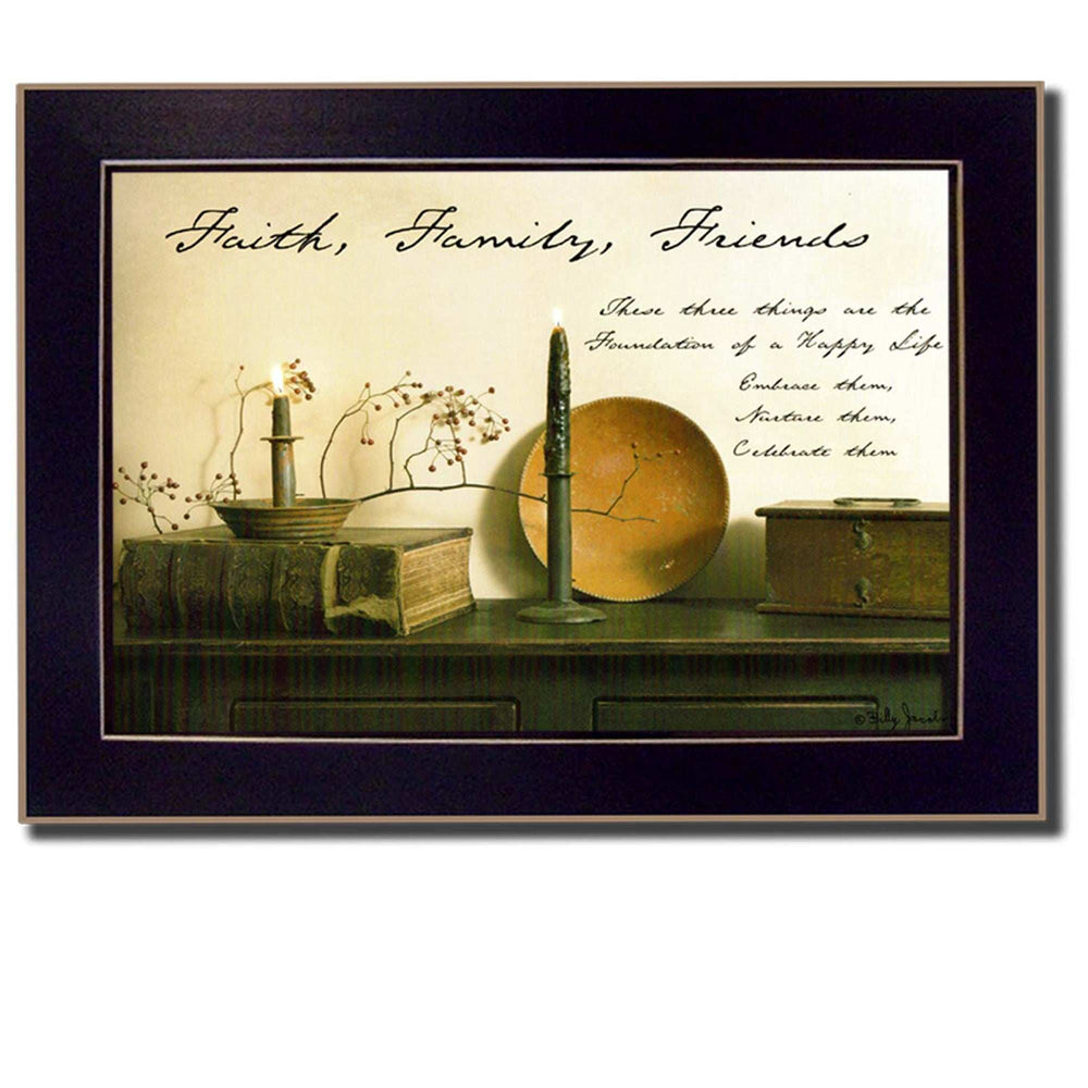 Faith Family and Friends Black Framed Print Wall Art - Homeroots - Flyclothing LLC