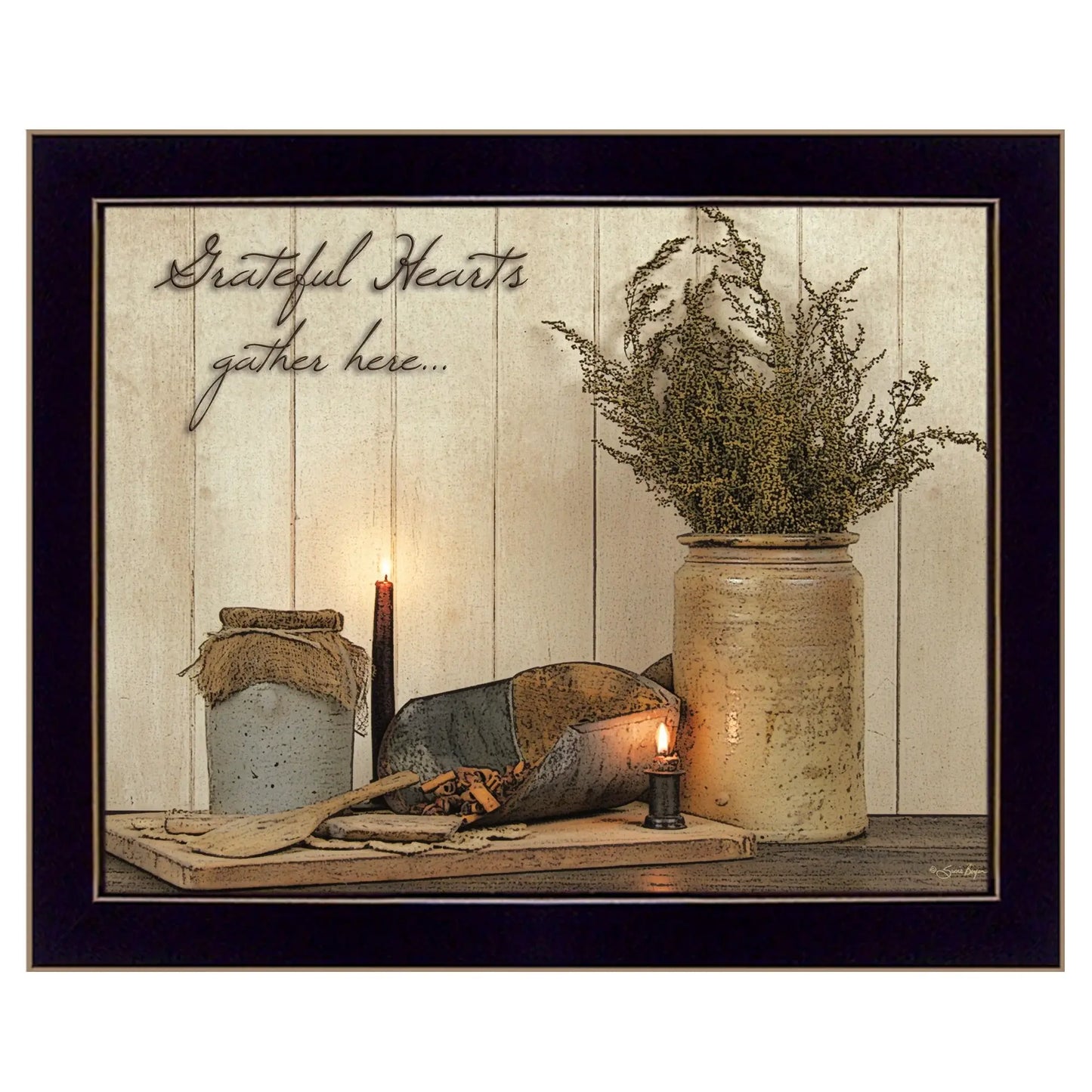 Grateful Hearts 3 Black Framed Print Wall Art - Homeroots - Flyclothing LLC