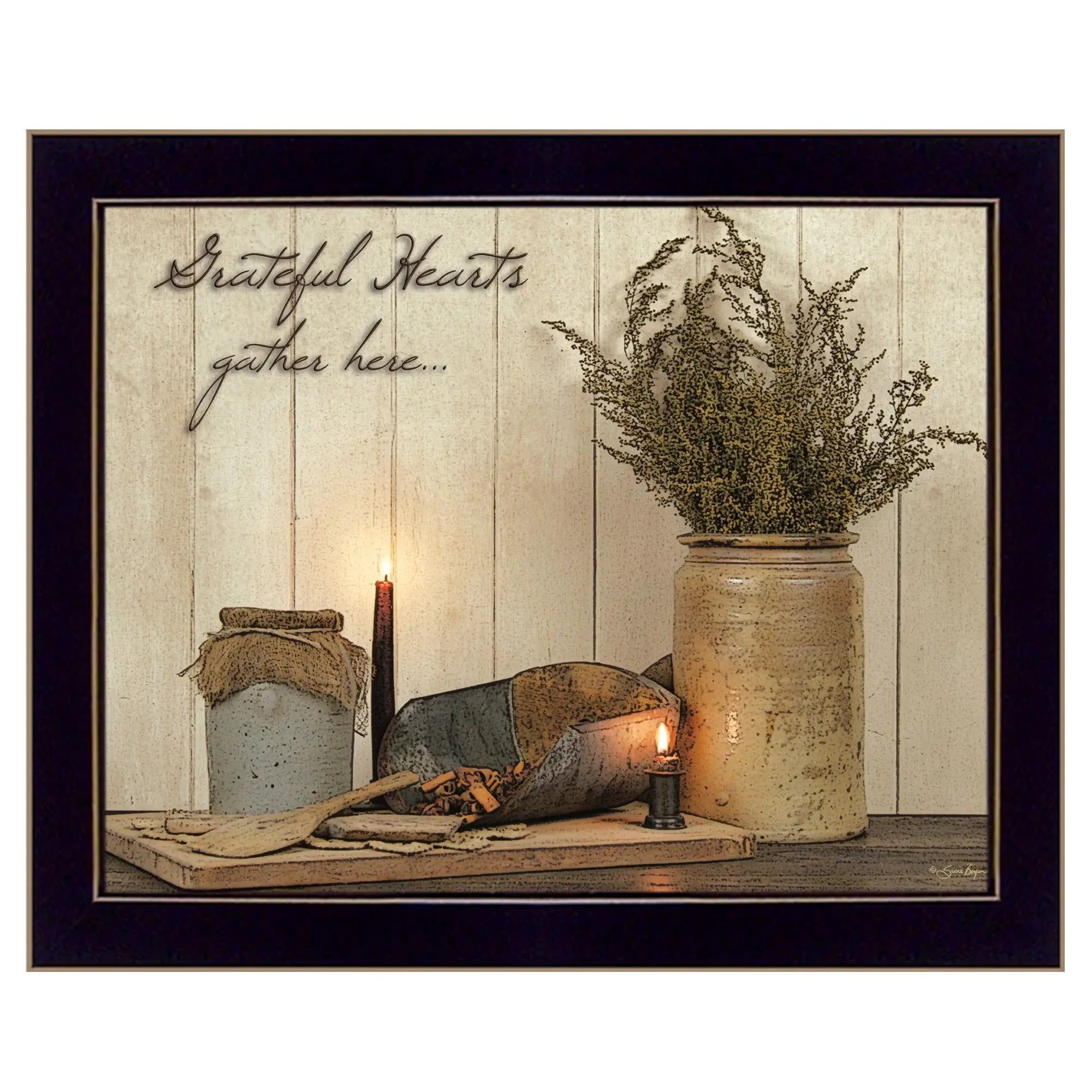 Grateful Hearts 3 Black Framed Print Wall Art - Homeroots - Flyclothing LLC