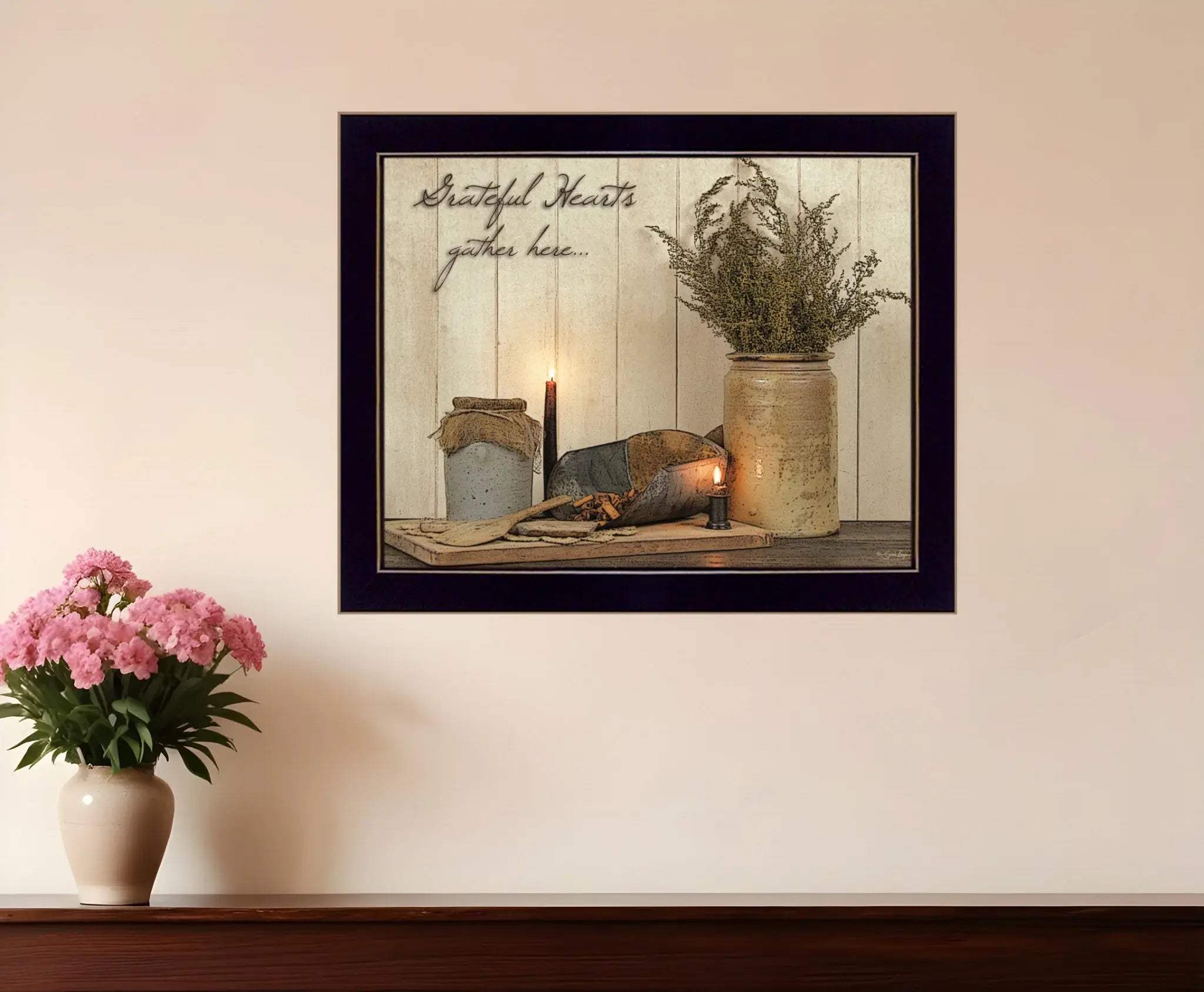 Grateful Hearts 3 Black Framed Print Wall Art - Homeroots - Flyclothing LLC