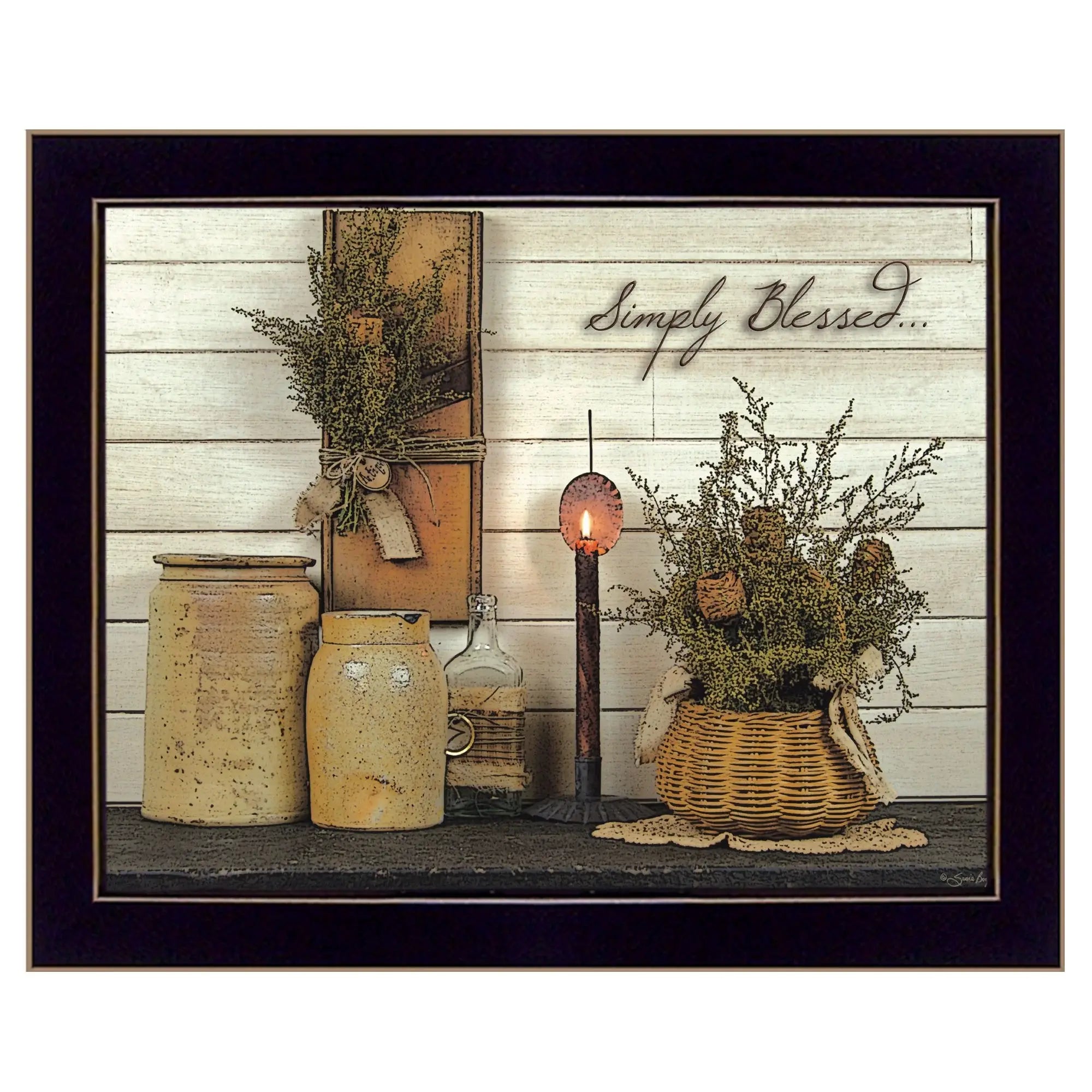 Simply Blessed Black Framed Print Wall Art - Homeroots - Flyclothing LLC