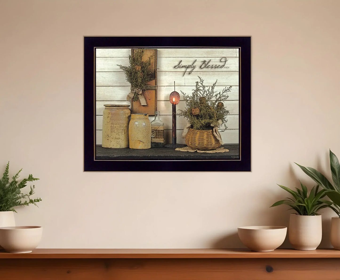 Simply Blessed Black Framed Print Wall Art - Homeroots - Flyclothing LLC