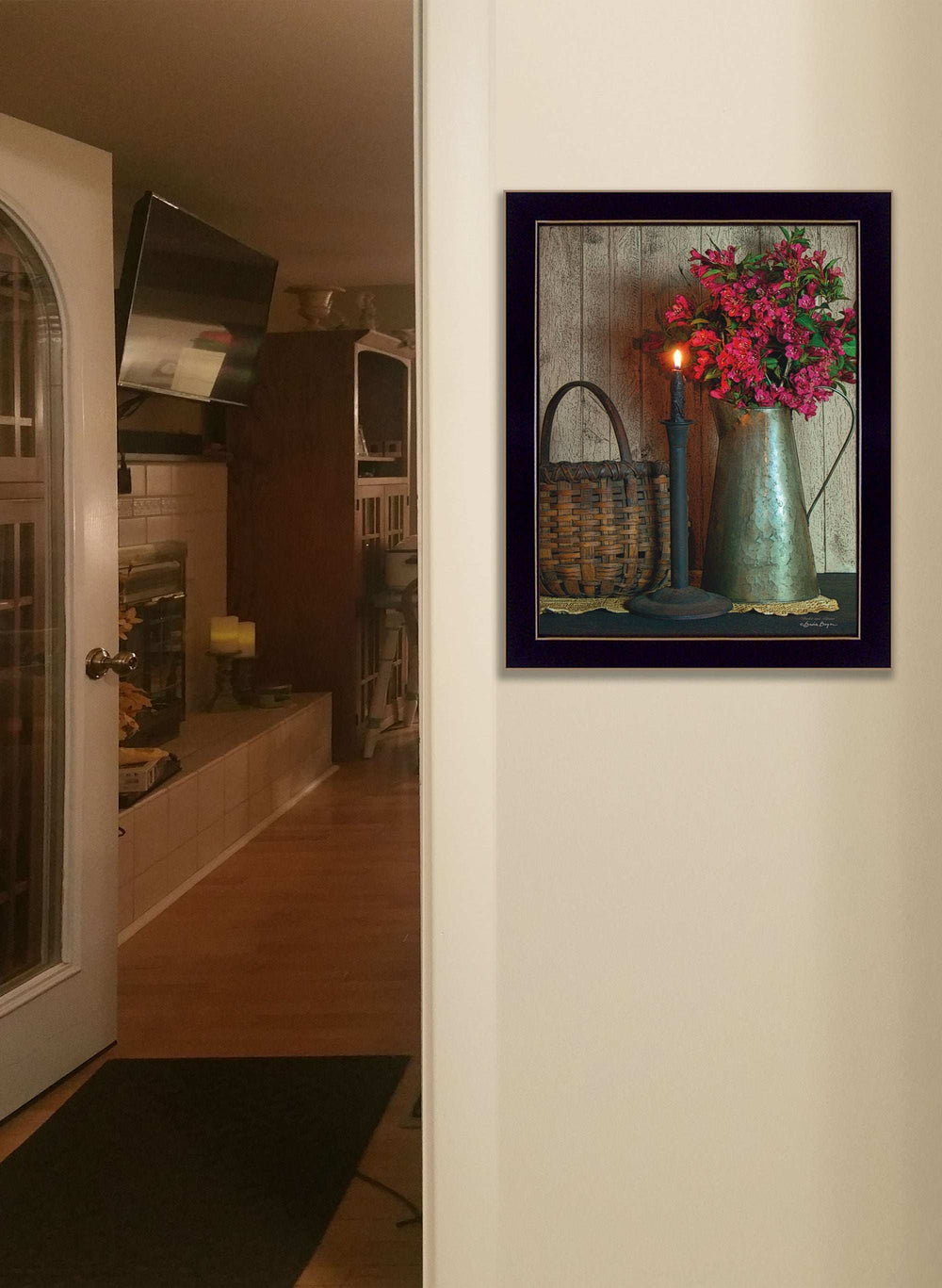 Basket and Blossoms Black Framed Print Wall Art - Homeroots - Flyclothing LLC