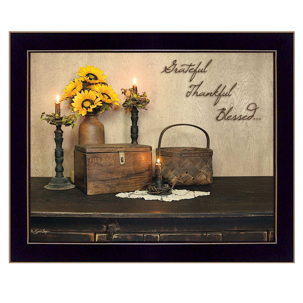 Grateful Thankful Blessed 1 Black Framed Print Wall Art - Homeroots - Flyclothing LLC