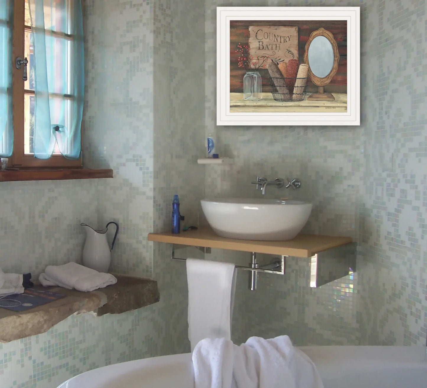 Country Bath 6 White Framed Print Bathroom Wall Art - Homeroots - Flyclothing LLC