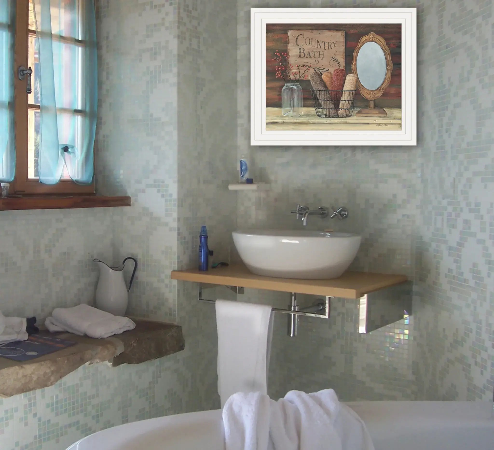 Country Bath 6 White Framed Print Bathroom Wall Art - Homeroots - Flyclothing LLC