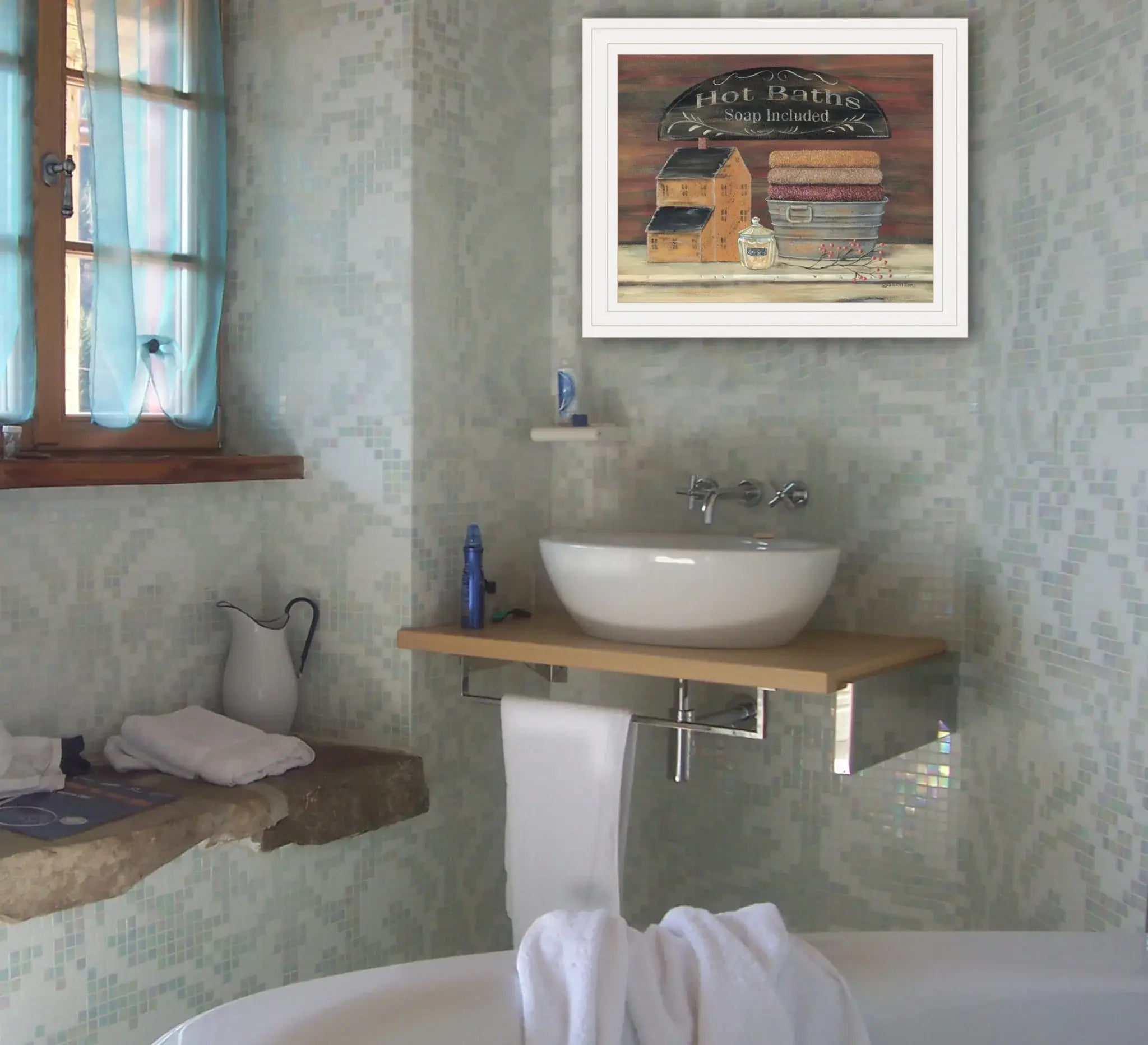 HOT BATH 8 White Framed Print Bathroom Wall Art - Homeroots - Flyclothing LLC