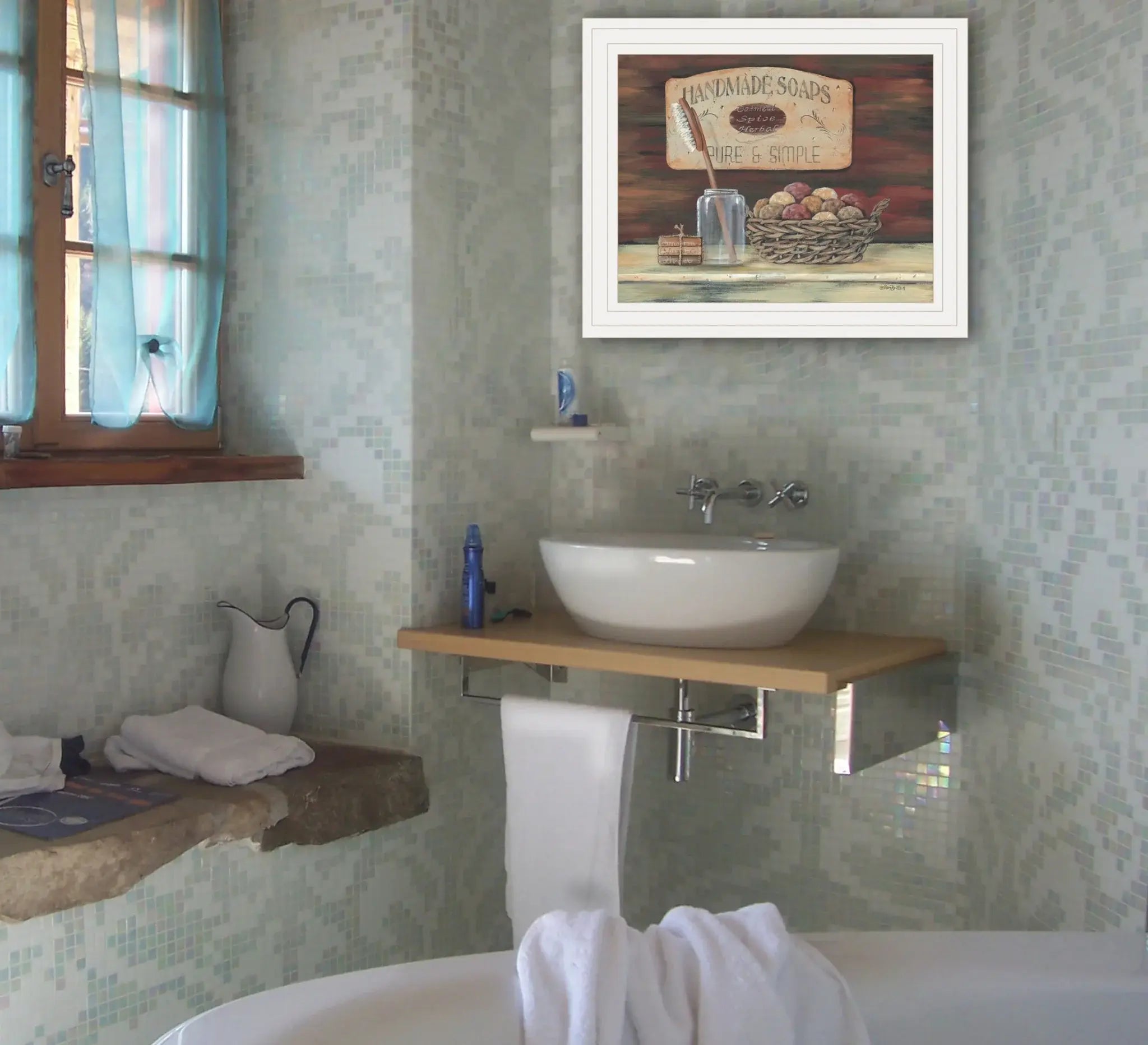 HANDMADE SOAPS 4 White Framed Print Bathroom Wall Art - Homeroots - Flyclothing LLC