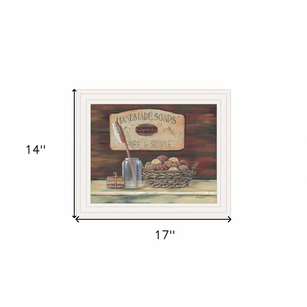 HANDMADE SOAPS 4 White Framed Print Bathroom Wall Art - Homeroots - Flyclothing LLC